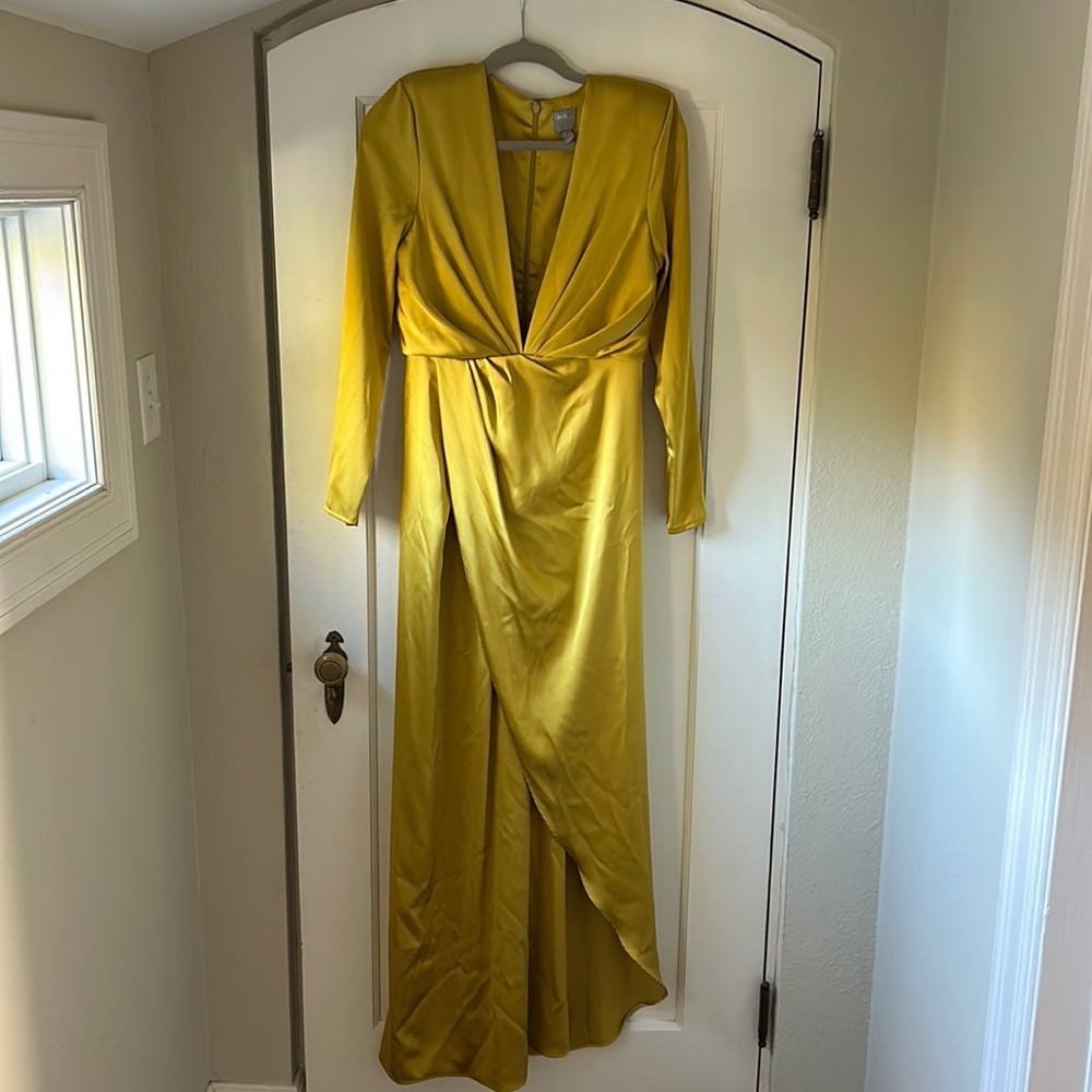 COPY - ASOS yellow satin split front gown size 6